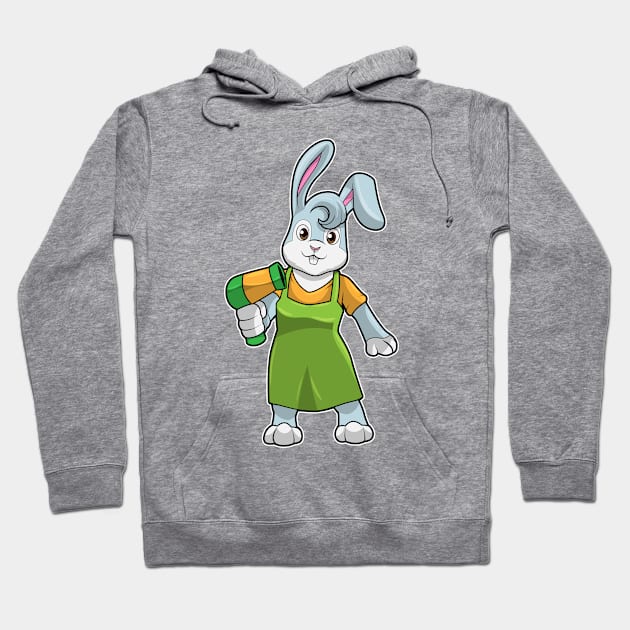 Rabbit as Hairdresser with Hairdryer Hoodie by Markus Schnabel